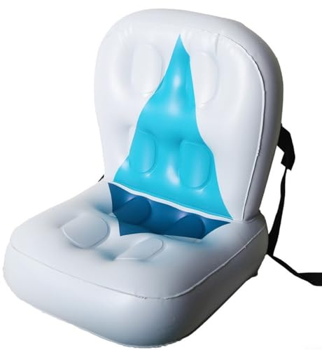 Alanmoship Kayak Siège gonflable avec dossier pour Aqua Marina Betta 26, coussin de bateau de pêche en PVC avec valve d'air, bleu et blanc, 37 x 30 cm, support ergonomique