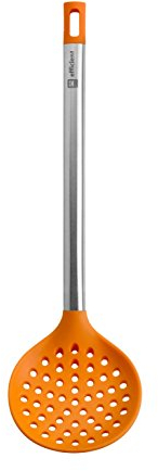 BRA Efficient Espumadera de Cocina, Acero INOX, Nailon y Silicona, Naranja, 36.5 cm