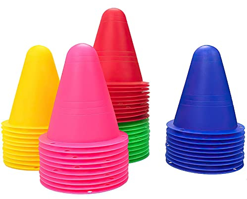 Wskderliner 50 Stück Pylonen Inliner Hütchen Markierkegel Trainingskegel Colorful Sporting Rollerskaten Skate Flor Hindernis