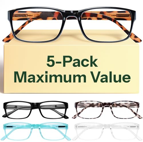 Gaoye 5 pack Reading Glasses Men/Women, Eyeglasses, Blue Light Readers for Men/Women, Computer Eye Glasses, Cheaters