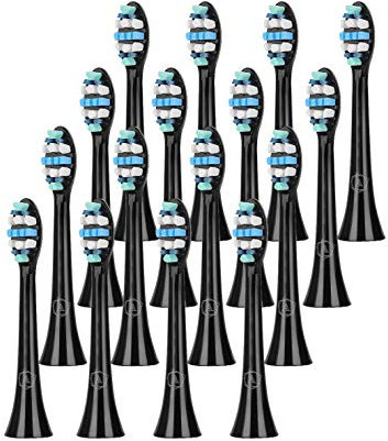 Recambios Cepillos Compatible con Philips Sonicare - Aster Pack de 16 Cabezales de Repuesto para Cepillo de Dientes Eléctrico Limpieza Profunda de los Dientes(Negro)