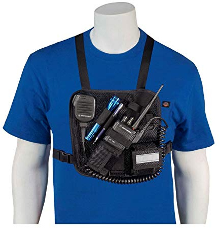 HOLSTERGUY RCH-201M (Mesh) Radio Brustgeschirr Schulterfunkholster Verstellbare Brusttasche für Motorola ICOM Vertex Zweiwege-Radios und Walkie Talkies Handmade in USA Schwarz