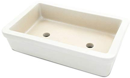 K&K Keramik Bol à bonsaï carré en céramique résistant au gel Blanc 29 x 18 x 7 cm