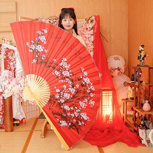 XKMY Éventail de mariée chinois en dentelle super grand en papier pour décoration murale (couleur: 65 x 110 cm)