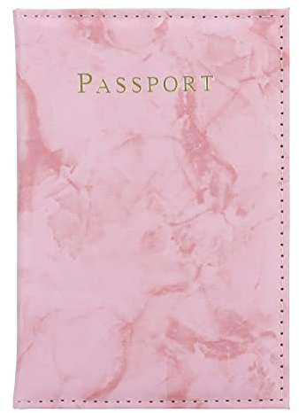 Cadorabo Reisepass Hülle und Karten Hülle aus Kunstleder in Marmor Rosa - 2-teiliges Taschen Set für je einen Passport und eine Karte im trendigen Design