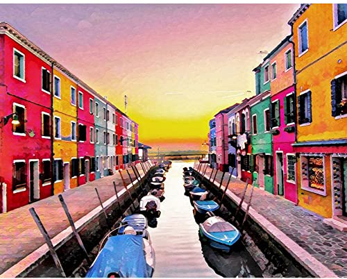 Malen Nach Zahlen Venedig Diy Ölgemälde Nach Zahlen Auf Leinwand Landschaft Digitale Handmalerei Dekor, Kein Rahmen, 50 X 70 Cm Digitales Ölgemälde Diy Kinder Färbung Füllen Gemälde Handgemaltes Wo