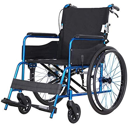 Samnuerly Rollstühle Faltbarer Rollstuhl mit Eigenantrieb, Leichte Faltrollstühle aus Aluminium mit Faltbarer Rückenlehne, hochklappbare Pedale, hintere Aufbewahrungstasche