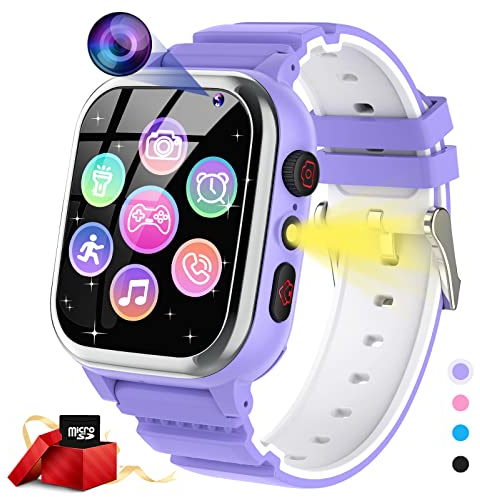 JUBUNRER Orologio Smartwatch Bambini 26 Giochi Telefono Contapassi Calorie SOS Orologio Bambina Bambino Fotocamera HD Lettore Musicale Video Regalo Ragazza 3-12 anni Regali Natale Compleanno
