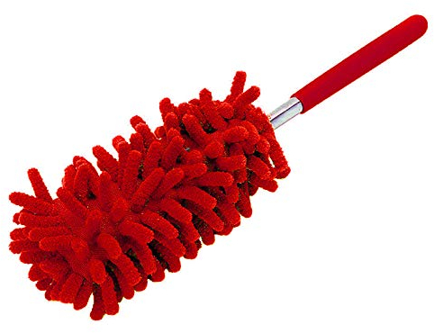 Microfiber Mini Duster Cleaning Brush Dust Cleaner Hand Duster Extendable Handle Soft Fans for Indoor Home Ceiling Cleaning (Red)