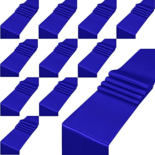 KAHEIGN 12Pcs Satin-Tischläufer Set, 30cm x 275cm Rechteckig Tischdecken Einfarbig Tischläufer Weicher Samt für Party Hochzeit Geburtstagsfeier Tischdekoration