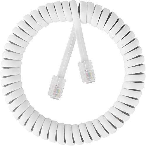 SAISN Telephone Handset Cord Modular Coiled Phone Curly Cable (6 Feet, White)