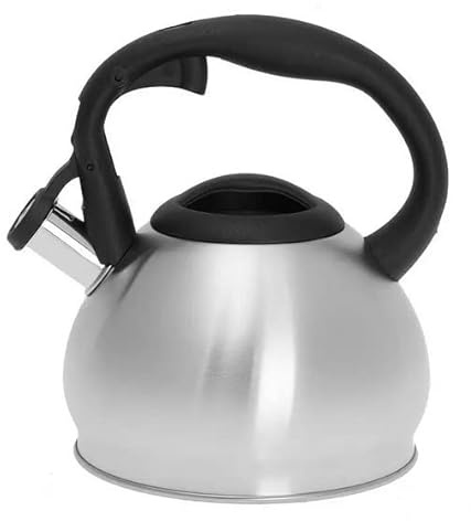 Luckyberg Moderne Wasserkessel Induktion Pfeifkessel aus Edelstahl, Kleiner Teekessel für alle Kochplatten, Flötenkessel, Wasserkocher für Tee Kaffee, ca 1,2 L, (Silber Matt)