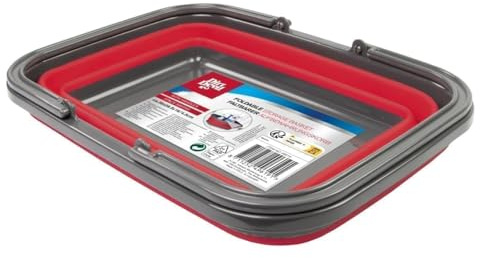 Dirt Devil Cubo Plegable – 17 litros – 38 x 28,5 x 16/4,5 cm – Ahorra Espacio Limpieza y Camping – Rojo