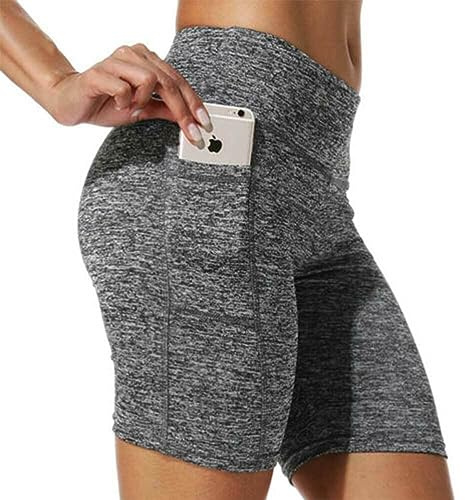 Boolavard Shorts för kvinnor med fickor – hög midja, magkontroll, träning, yoga, löpning, gym, korta byxor