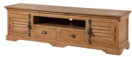 MASSIVMOEBEL24.DE | Toulouse TV-Board aus Massivholz #10 | aus Mangoholz - beige, geölt | 200x45x55 cm | 3 Fächer + 2 Schubladen | Lowboard | Landhausstil