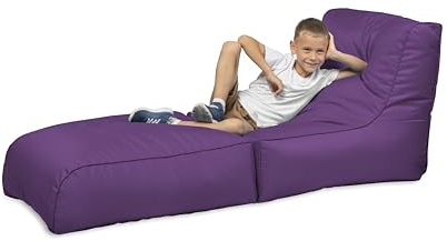 chilly pilley Sitzsack, Faltbarer Pouf zum Sitzen und Liegen 2 in 1 – mit EPS-Füllung – Riesensitzsack – Kinder & Erwachsene – Outdoor Liegekissen Wasserfest Sitzkissen – viele Farben, violett