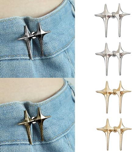 Qkari 8 set söta björn jeansknappar, justerbara knappstift, perfekt knappjusterare för jeans, byxor, kjolar, kläder., S, metall