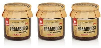 Mermelada de Frambuesas - Pack de 3 Frascos de 280g - Proporciona una Dosis Extra de Energía - Ideal para Postres y Desayunos - Sin Colorantes ni Conservantes - Producto Gourmet de Origen Portugués