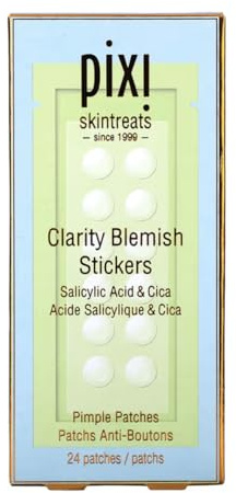 Pixi Beauty Clarity Blemish Stickers | Pickel-Patches mit Salicylsäure, Grünem Tee & Cica | Transparent & Sanft | Punktuelle Behandlung für Unterwegs | 24 Patches