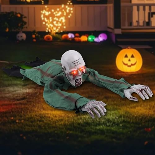 Halloween Zombie Groundbreaker Dekoration, Halloween Zombie Dekorationen, Halloween Animierter Zombie Groundbreaker, Halloween Deko Kriechender Zombie, Horror Leuchtender Zombie, für Spukhaus, Hof
