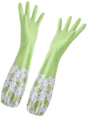 FRCOLOR Fleece Dishwashing Gloves Long Cuff Warmth Kitchen Cleaning Gloves for Washing Dishes Household Use