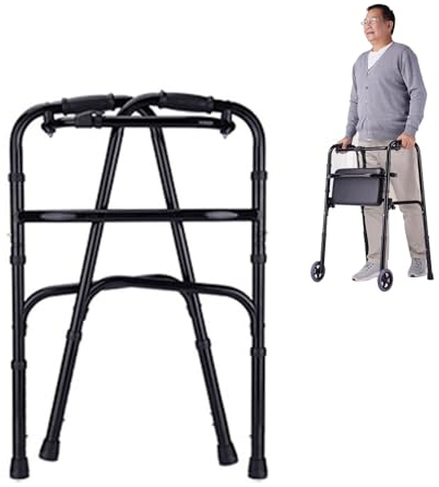 Joyfitness Klappbarer Rollator, 8 höhenverstellbar, Abnehmbarer Badewannensitz, Gehbock mit Rollen Klappbar, leichte Gehhilfen aus Aluminium mit Sitz, Stehhilfen für ältere Menschen