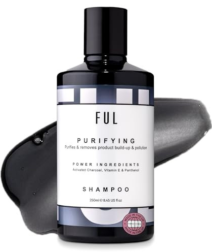 FUL Purifying Charcoal Shampoo Made in UK | Clarifying Shampoo Removes Build Up, Excess Oil, Pollutants | Vegan Sulfate Free | Deep Cleansing for Greasy Hair