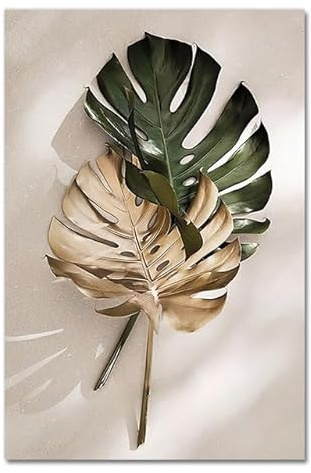 HJOSWVNS Gemälde Gold Braun Grün Foto auf Leinwand Kunstdruck Bilder Wohnzimmer Schlafzimmer Badezimmer Flur Wand Bilder Kein Rahmen 60x90cm/1 Pcs