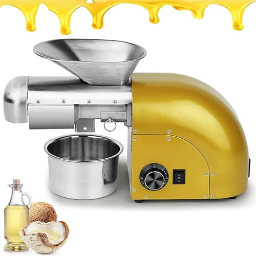 Presse À Huile, Extracteur D'huile De Graines De Noix, Puissance 1250 W Et Prend en Charge Un Fonctionnement 24 H, Modes De Pressage À Froid/Chaud Et Entrée 3-5 Kg/h, pour Cacahuètes, Sésame
