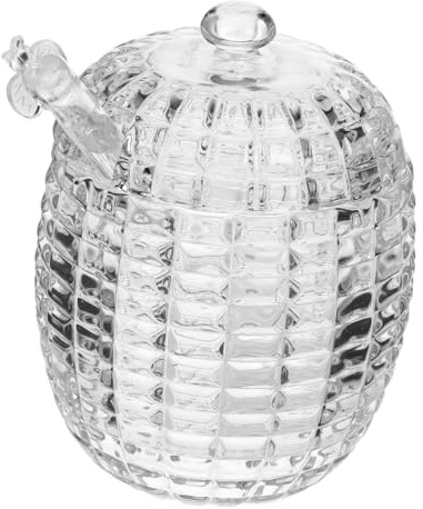 BESPORTBLE Honey Holder Anti-Leak Lid Jam Jar Stirring Stick Syrup Dispenser Glass Honey Jar for Storage