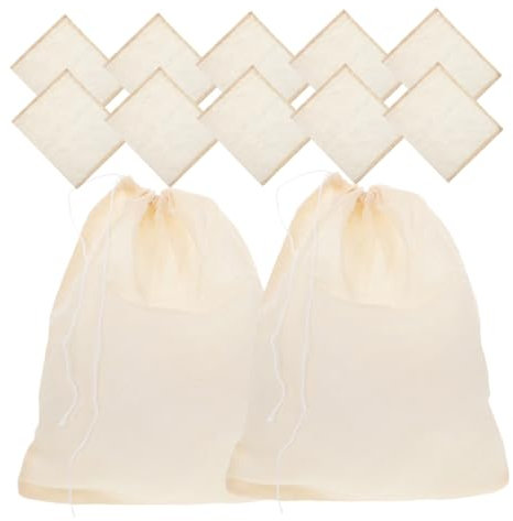ABOOFAN 30 Pièces à Soupe à Cordon Sacs De Jus Pour Jus Sachets De Thé En Tissu De Lait De Noix De Coton En Étamine Chiffons à Fromage Réutilisables De Coton Beige