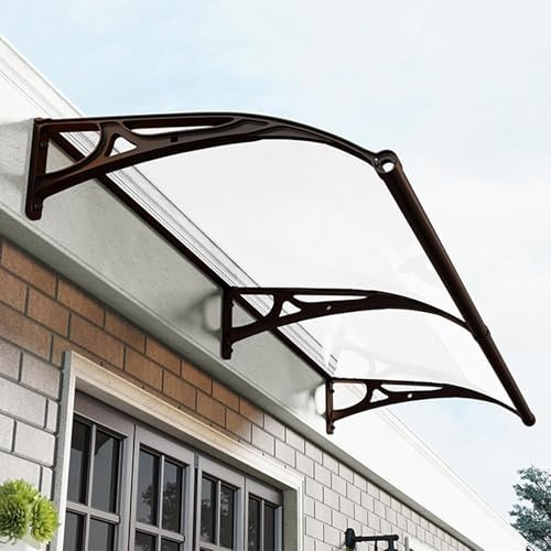 Marquise de Porte Exterieur,auvent Porte d'entree,Marquise Porte d'entree,Contre La Pluie et UV/Neige, auvent de terrasse,Auvent en Aluminium Polycarbonate résistant - sur Mesure - 60x60cm/24 x24