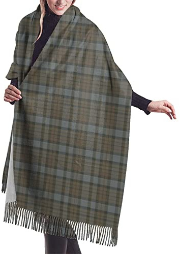 FJQWKLF Tartan Fraser Damen-Schal, langer Schal, Graham-Clan-Tartan, Kaschmir-Haptik, Schal, Wickeltuch, warmer Winterschal, 196,5 x 68,6 cm
