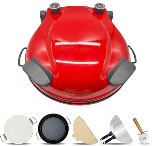 1200W Electric Pizza Maker, Upgrade 12 Indoor Pizza Oven with Timer & Grill Pan, Countertop Pizza Maker Machine With 31 cm Stone Plate, 430℃ Portable Pizza Cooker for Pizzas/Nachos/Fajitas