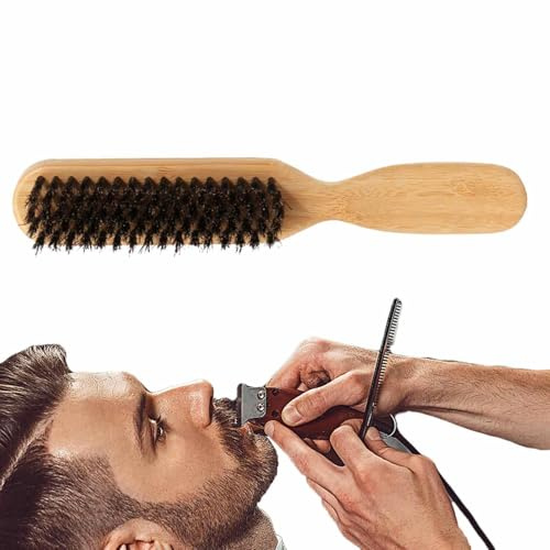 Cepillo de pelo de cerdas de jabalí, alisador de barba para hombres, herramienta de aseo de barba, cepillo de bigote, cepillo de pelo, alisador de barba, cepillo para barba