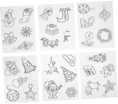 GLSTOY Wärmeschrumpfende Weihnachts Schrumpffolien 6 Stück Handgefertigte Selbstgemacht Bastelfolie Mit Motiven Für Kinder Und Weihnachten