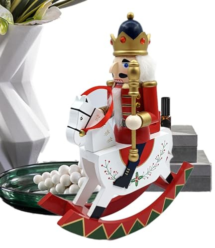 Genérico Cascanueces Caballo balancín - Cascanueces Tradicional de Madera de 30,5 cm de Alto | para decoración navideña en la Mesa del Estante, Adornos navideños Cascanueces, Cascanueces