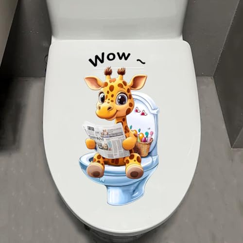 1 Stück 3D Tier Giraffe Toilettenaufkleber - Selbstklebende wasserdichte entfernbare Hunde Katzen Badezimmer & Tür Wandaufkleber, kreativer lustiger Toilettentank Aufkleber, Badezimmerzubehör (Giraffe