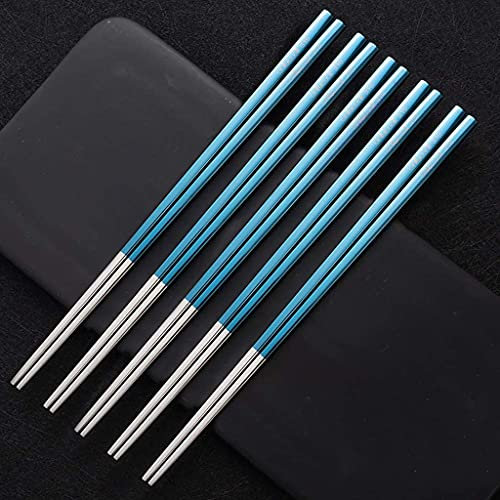 Bacchette riutilizzabili in metallo in acciaio inossidabile multicolore, 5 paia di bacchette per sushi cinesi giapponesi, bacchette lavabili in lavastoviglie da 24 cm antiscivolo per ristorante