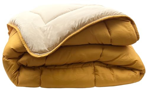 Linnea Couette Hiver 260x240 cm Cocoon Bicolore Jaune Miel/Galet garnissage Fibre Polyester 400 g/m2