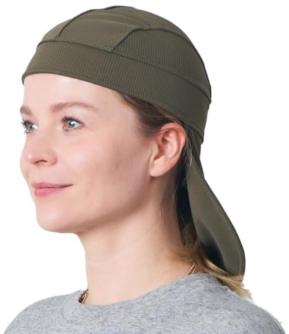 CHARM Under Helmet Cap for Men and Women, Hard Hat Liner & Cooling Welders Cycling Beanie with UV Neck Flap Khaki