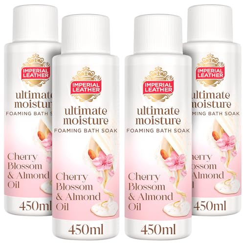 Imperial Leather Ultimate Moisture Cherry Blossom & Almond Oil Foaming Bath Soak, Ultra Rich Lather & Fragrance, Suitable for Sensitive Skin - Vegan & Cruelty Free (450ml), Multipack 4 x 450ml