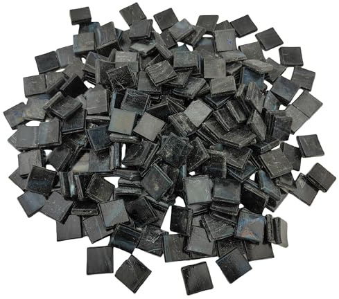 500g Eis-Jade-Mosaikfliesen,1,5 cm, quadratische Glasmosaikstücke für Kunsthandwerk, leicht zu schneiden, Glasfliesen, Puzzle-Material, geschnitten, handgefertigt (Schwarz)