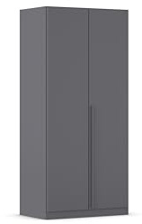 Rauch Möbel ALBA, Kleiderschrank, Farbe Grau metallic, Breite 91 cm | Schrank, 2-türig, Zubehör Premium, für Schlafzimmer, Kinderzimmer, Babyzimmer, Homeoffice, Garderobe, Flur