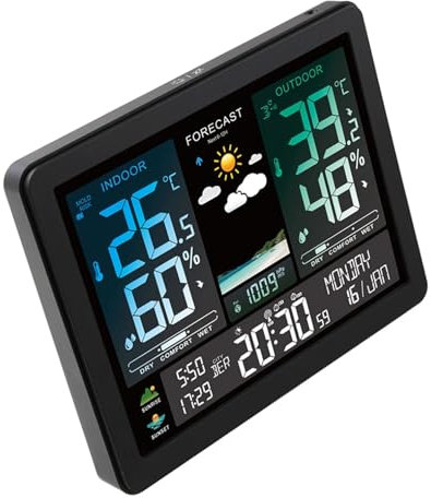 SdaryWare Estación meteorológica Digital, Reloj, medidor de Temperatura y Humedad, presión barométrica, Fase Lunar, pronóstico del Tiempo, higrotermógrafo.