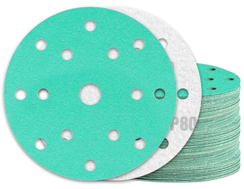 KONGMING 60 Pezzi Dischi Abrasivi 150mm 80 Grana 15 Fori per Levigatrice Rotorbitale