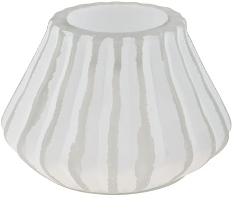 Karma, Boho Fluted Pyramid Tealight, Votive Candle Holder, Glass Votive Candle Holders for Table Decorations, Beach Party and Coastal Home Decor, White