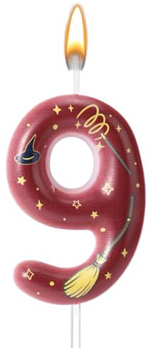 Magical Wizard Birthday Candle, Magic Theme Birthday Number Candle Cake Topper Magical Wizard Party Supplies for Boys Girls Party Favors (9)