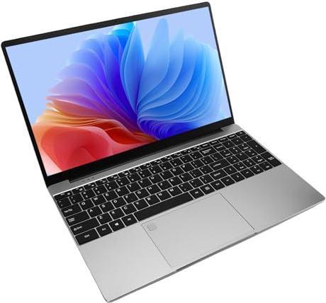 Plyisty 4 Core CPU Laptop, Color Backlit Keyboard Huella Dactina Desbloqueo UHD Graphics 16 GB DDR4 RAM 15.6 Pulgadas Computadora de Laptop para Negocios (Enchufe de la UE 256GB)