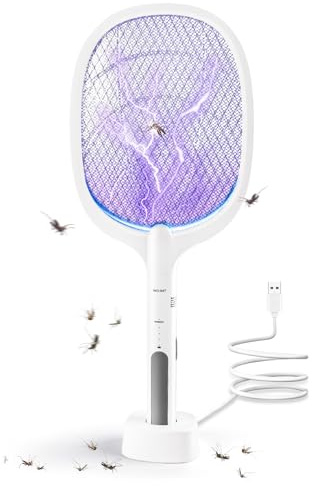 Hefite Matamoscas eléctrico matamoscas para interiores y exteriores, control de plagas, mosquitos e insectos, carga USB, adecuada para el hogar, jardín, cocina, oficina